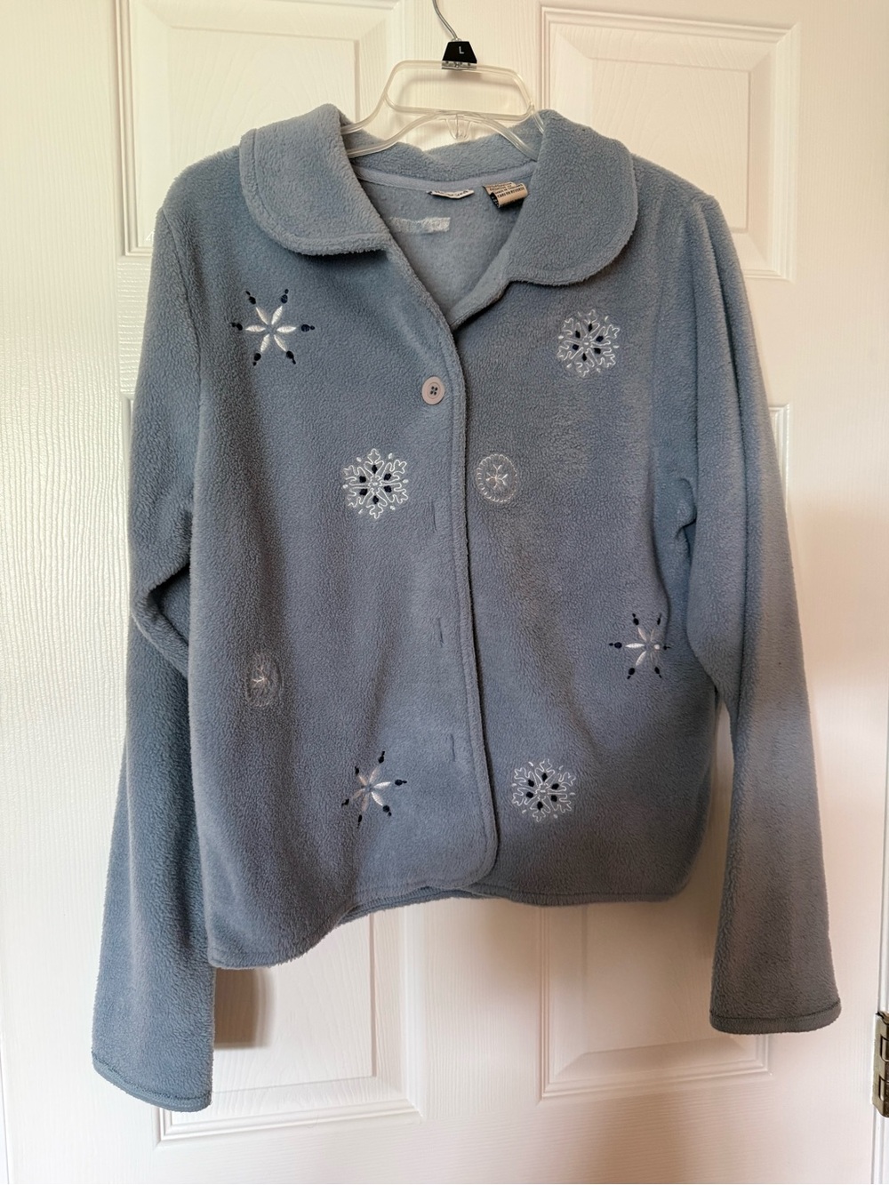 Northcrest women’s small (6-8) blue fleece button sweater